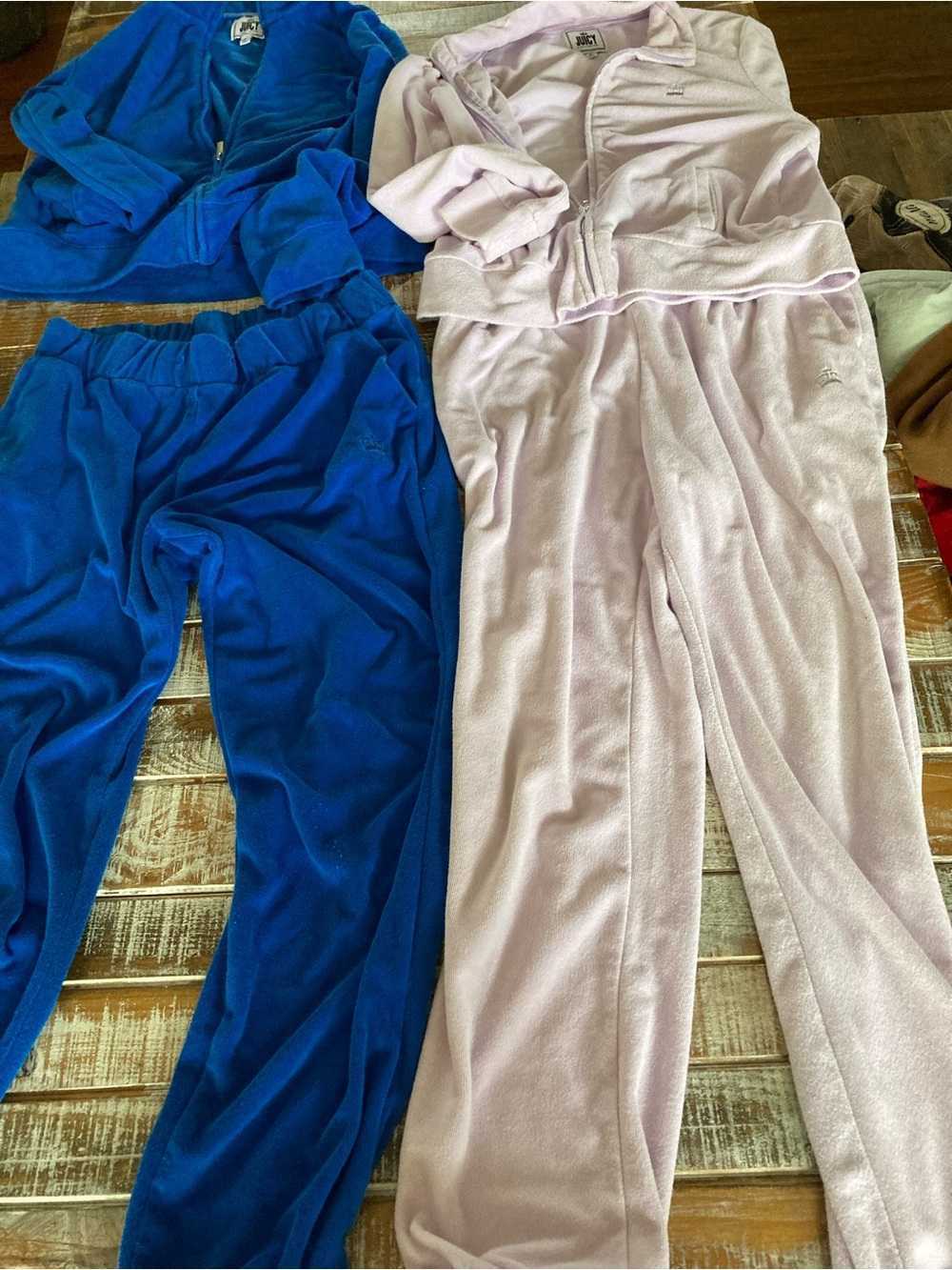 Vintage Juicy Couture Terry Track Pants Set in Royal Blue and Lavender